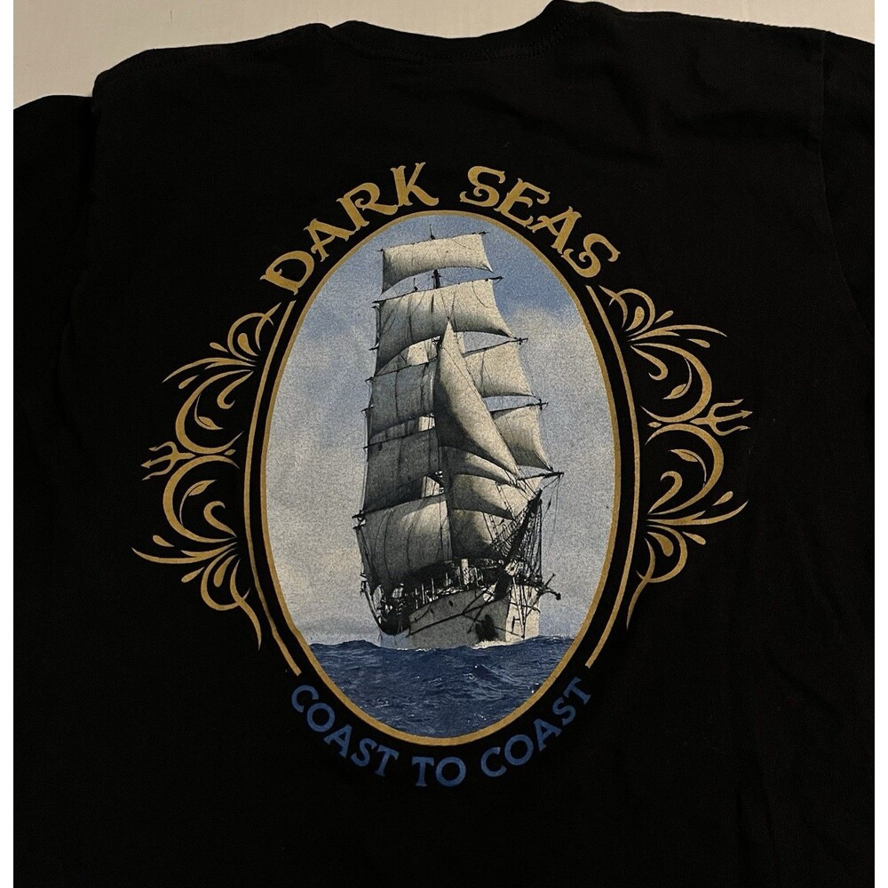 Dark Seas Division Boat Nautical Black T-Shirt MEDIUM Skater Grunge Skateboard
